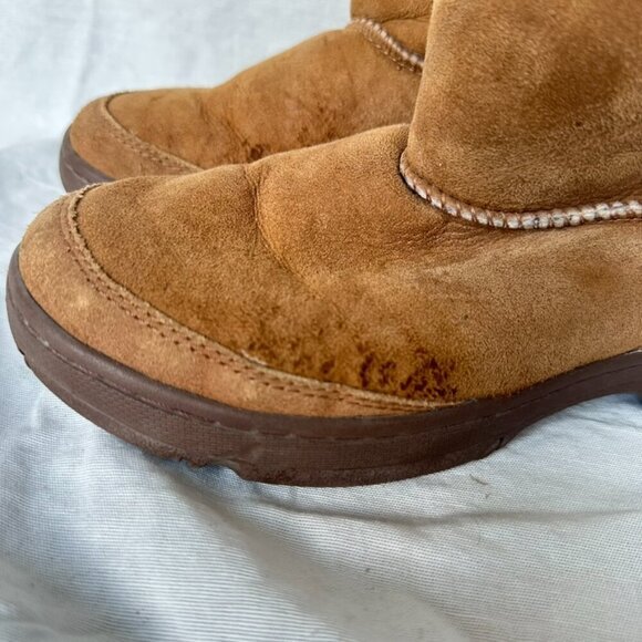 Ugg Australia Tan Brown‎ Chestunt Genuine Leather Short Boots Women's Size 5 - Picture 4 of 8